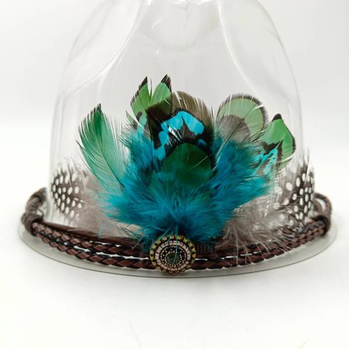 Chapeau De Cowboy Avec Plumes Brodées Pour Homme Et Femme,Accessoire Andervintage Élégant En Paille
