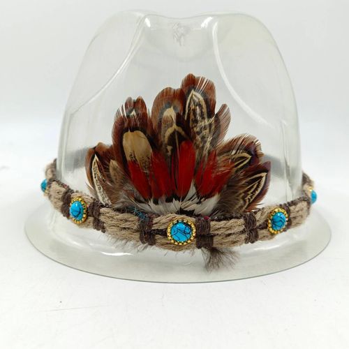 Chapeau De Cowboy Avec Plumes Brodées Pour Homme Et Femme,Accessoire Andervintage Élégant En Paille