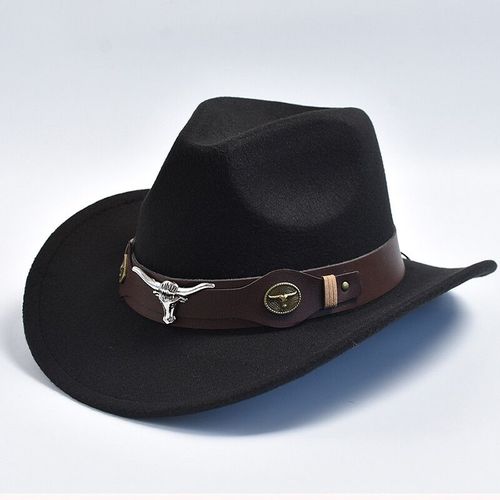Chapeau De Cowboy Noir Pour Homme Et Femme,Jazz,Sombrero,Zones,Casquette Papa,Taille 56-58cm,