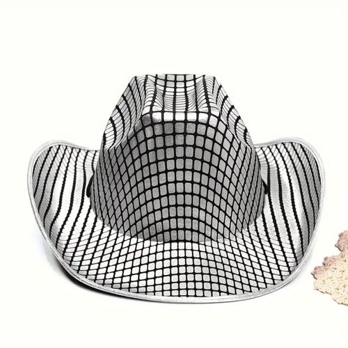 Chapeau Cirboy Occidental Pour Dames Et Hommes,Fedora Roulé Léger,Chapeau Anderélégant,Maille Dorée Et Argentée,Peut Porter