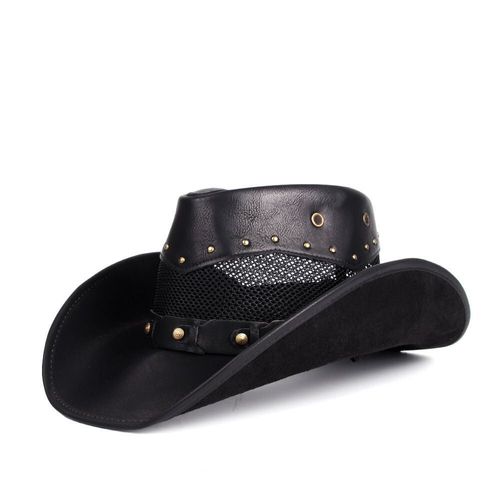 Chapeau De Cowboy Occidental En Cuir Pour Hommes Et Femmes,Casquette De Chevalier,Chapeau De Soleil Respirant,Casquettes De Créateur