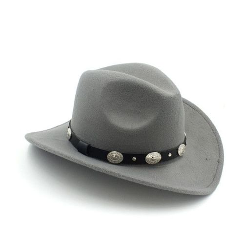 Chapeau De Cowboy Occidental En Laine Pour Hommes Et Femmes,Casquette De Jazz À Bord Enroulable,Fedora Toca Sombrero En Cuir,Grande Taille Média