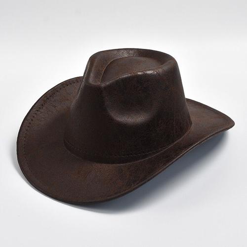 Chapeau De Cowboy Western Vintage En Faux Cuir Pour Homme Et Femme,Jazz,Ander,Zone Sombrero,