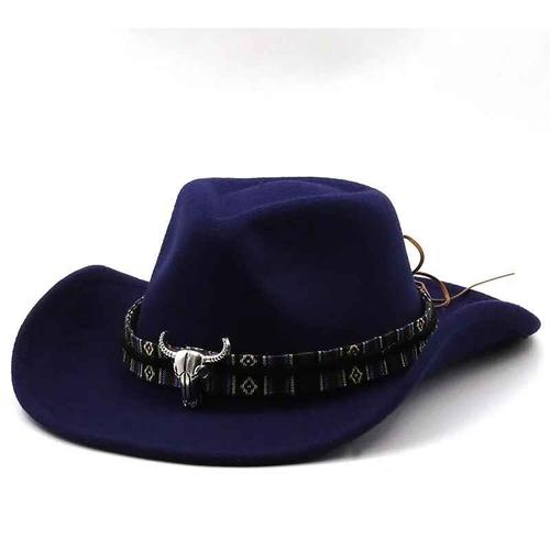 Chapeau De Cowboy Western Avec Bandeau De Vache Pour Homme Et Femme,Chapeau En Laine À Large Bord,Jazz,Pop,Hiver