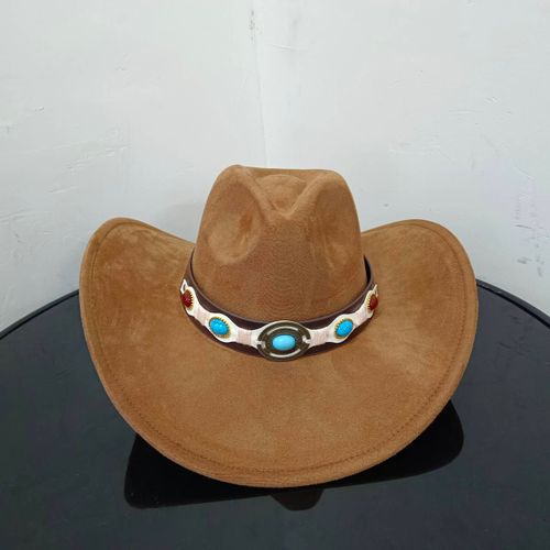 Chapeau De Cowboy En Daim Pour Hommes Et Femmes,Matériau Goutte D'eau,Chapeau De Chevalier,Grande Taille,Gemme Rouge Vin,2023