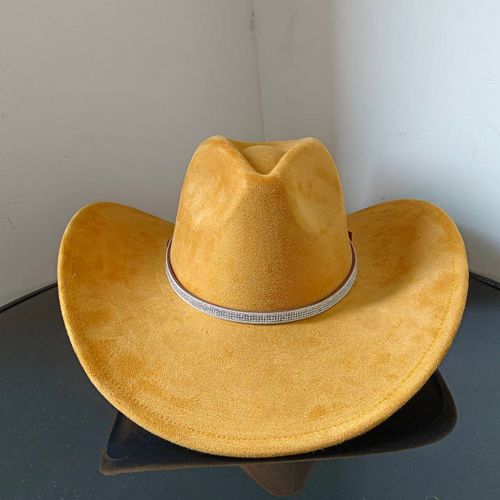 Chapeau De Cowboy En Daim Pour Hommes Et Femmes,Matériau Goutte D'eau,Chapeau De Chevalier,Grande Taille,Gemme Rouge Vin,2023