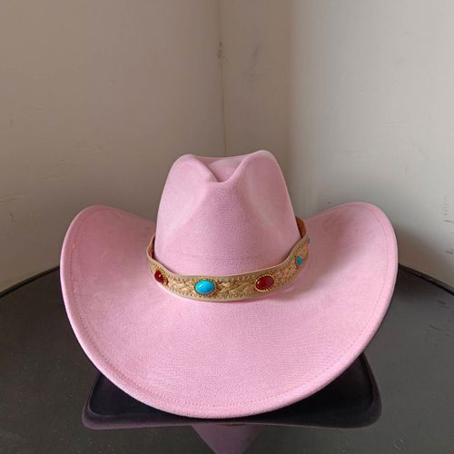 Chapeau De Cowboy En Daim Pour Hommes Et Femmes,Matériau Goutte D'eau,Chapeau De Chevalier,Grande Taille,Gemme Rouge Vin,2023