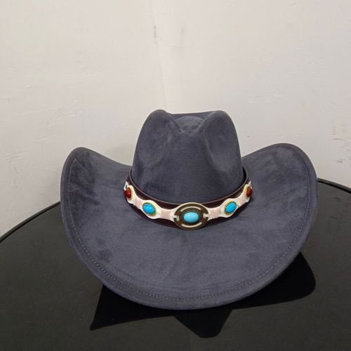 Chapeau De Cowboy En Daim Pour Hommes Et Femmes,Matériau Goutte D'eau,Chapeau De Chevalier,Grande Taille,Gemme Rouge Vin,2023