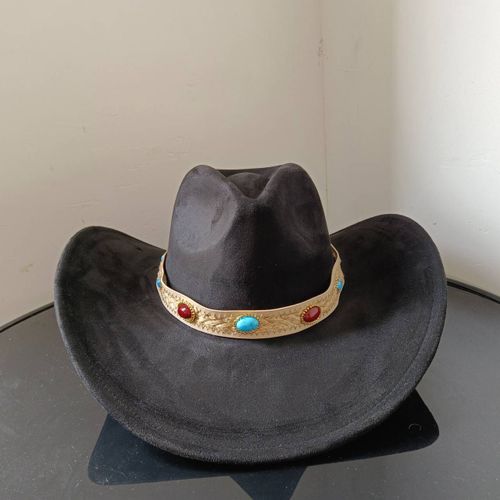 Chapeau De Cowboy En Daim Pour Hommes Et Femmes,Matériau Goutte D'eau,Chapeau De Chevalier,Grande Taille,Gemme Rouge Vin,2023