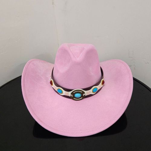 Chapeau De Cowboy En Daim Pour Hommes Et Femmes,Matériau Goutte D'eau,Chapeau De Chevalier,Grande Taille,Gemme Rouge Vin,2023