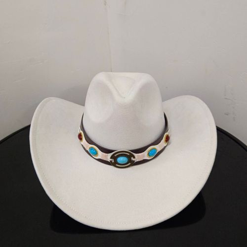 Chapeau De Cowboy En Daim Pour Hommes Et Femmes,Matériau Goutte D'eau,Chapeau De Chevalier,Grande Taille,Gemme Rouge Vin,2023