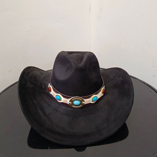 Chapeau De Cowboy En Daim Pour Hommes Et Femmes,Matériau Goutte D'eau,Chapeau De Chevalier,Grande Taille,Gemme Rouge Vin,2023