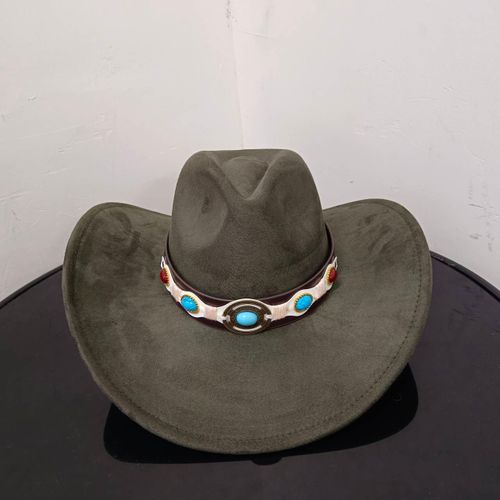 Chapeau De Cowboy En Daim Pour Hommes Et Femmes,Matériau Goutte D'eau,Chapeau De Chevalier,Grande Taille,Gemme Rouge Vin,2023