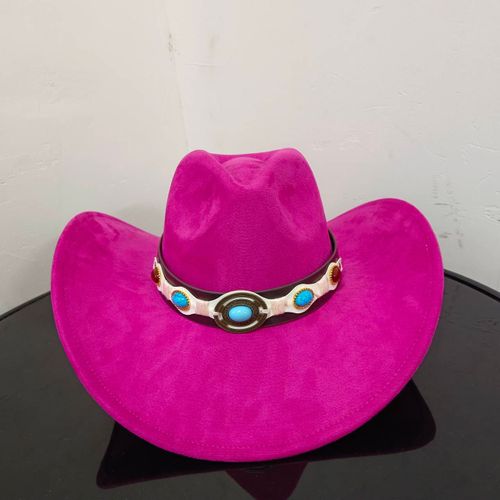 Chapeau De Cowboy En Daim Pour Hommes Et Femmes,Matériau Goutte D'eau,Chapeau De Chevalier,Grande Taille,Gemme Rouge Vin,2023
