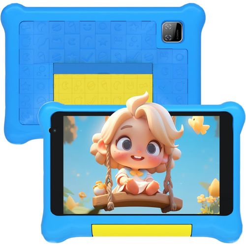 Tablette Enfants 7 Pouces Andriod 13 Tablette pour Enfants Quad Core 5 Go RAM 32 Go ROM 128 Go Extension Contrôle Parental Tablette Éducative et Divertissante avec étui Antichoc (Bleu)