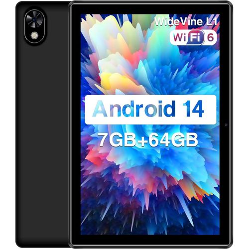 U9 Tablette Android 14,Tablette Enfants 10.1 Pouces 7Go RAM + 64Go ROM,Tablette Tactile 5060 mAh WiFi 6 1280x800 HD+/et Bluetooth 5.0/OTG/Type C,Noir