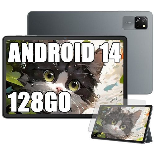 Blackview Tab 60 WiFi Tablette Tactile 10.1"" HD+ IPS Android 14 WiFi 6,Bluetooth 5.3,12Go+128Go/SD 1 To 5100mAh WPS Mode PC - Gris