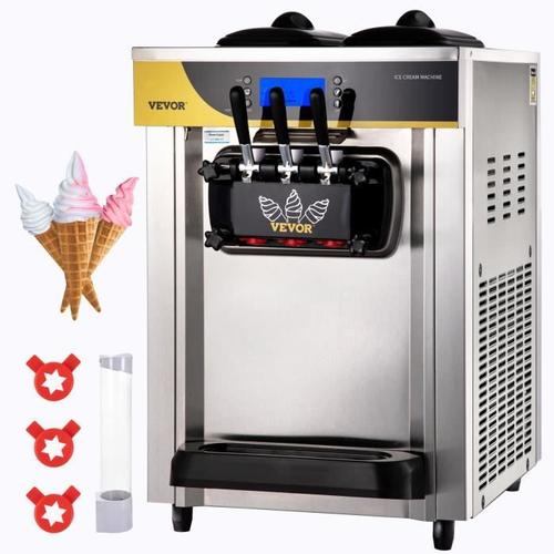 Machine à Crème Glacée Molle -VEVOR - 22-30L-h 6L Machine à Glace Italienne Trémie - 3 Saveurs