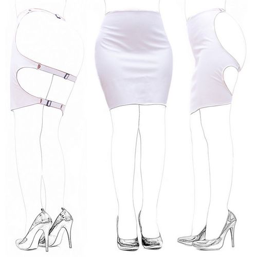 Mini Jupe Fendue En Cuir Pu Souple Pour Femme, Fesses Ouvertes, Retenue Des Hanches Nues, Jeu De Rôle Sm, Robe De Jeu D'enseignant, Costume 7.0