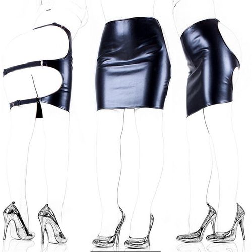 Mini Jupe Fendue En Cuir Pu Souple Pour Femme, Fesses Ouvertes, Retenue Des Hanches Nues, Jeu De Rôle Sm, Robe De Jeu D'enseignant, Costume 7.0