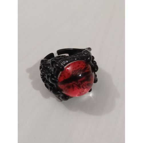 Bague Métal Noir,Oeil Rouge,Taille 20