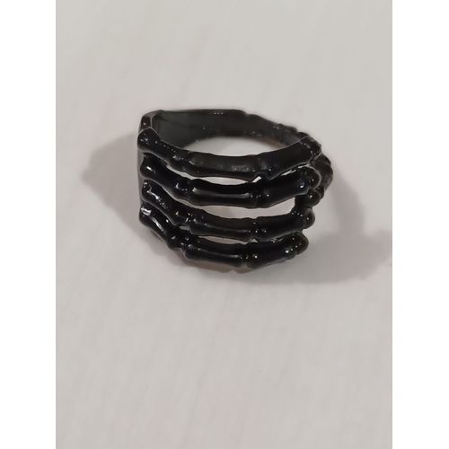 Bague Métal Noir,Main Squelettique,Taille 18