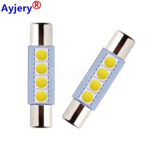 28mm - Pare-Soleil Intrieur De Vhicule De Voiture, Lumires De Miroir De Courtoisie, Lampe De Maquillage, Lumires Led Automatiques, Bleu Glacier Blanc, 12v, T6.3, 5050, 3 Smd, 10 Pices