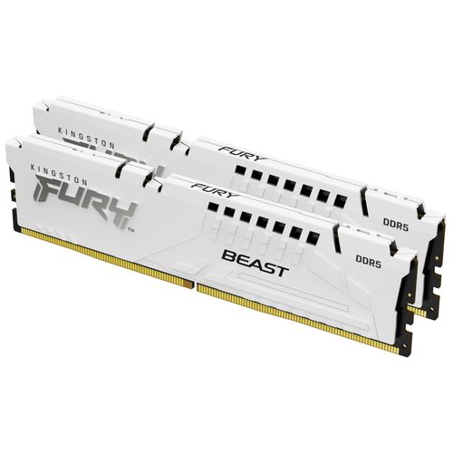Kingston FURY Beast - DDR5 - kit - 32 Go: 2 x 16 Go - DIMM 288 broches - 6400 MHz / PC5-51200 - CL32 - 1.4 V - mémoire sans tampon - on-die ECC - blanc