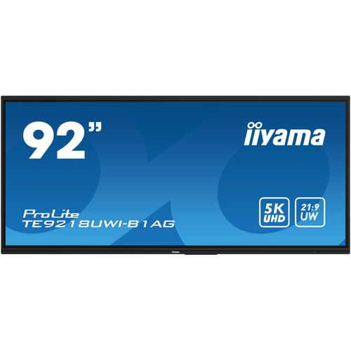 iiyama ProLite TE9218UWI-B1AG - Classe de diagonale 92" (91.5" visualisable) écran LCD rétro-éclairé par LED - signalétique numérique interactive - avec écran tactile (multi-touch) / capacité PC...