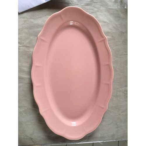 Très Grand Plat Xxl - Porcelaine Rose - 44 Cm X 28 Cm - Neuf