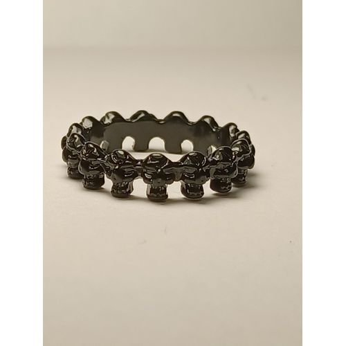 Bague Métal Noir,Petite Tete De Mort,Taille 17