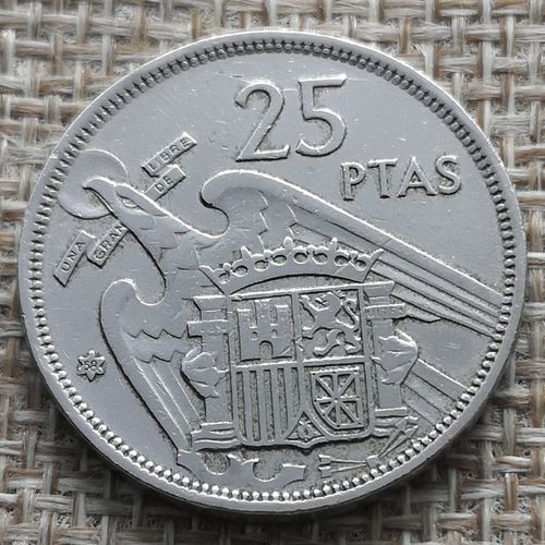 Monnaie Espagne - 1957 (1958)  - 25 Pesetas Franco 1957
