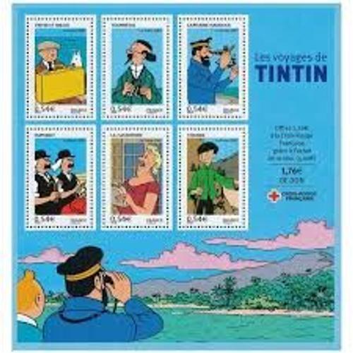 Les Voyages De Tintin : Tous Les Personnages Bloc Feuillet 109 Année 2007 N° 4051 4052 4053 4054 4055 4056 Yvert Et Tellier Luxe