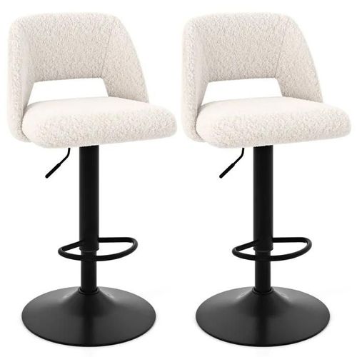 Costway Lot De 2 Tabourets De Bar Pivotants Avec Dossiers Et Repose-Pieds, Hauteur Réglable 63 - 83 Cm, Charge Max. 160 Kg