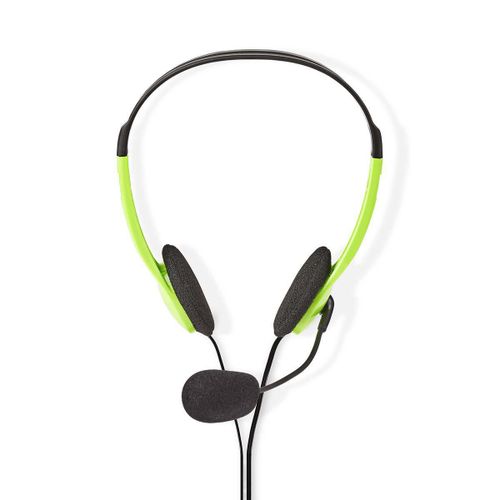 Nedis Casque PC Sur l'oreille St?r?o 2x 3.5 mm Microphone pliable 2.00 m Vert (Filaire), ?couteurs, Noir