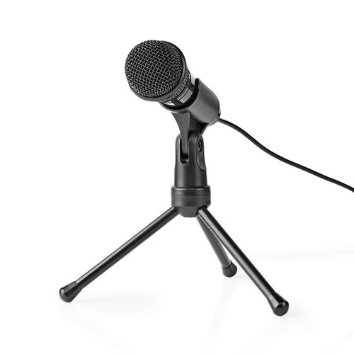 Nedis Microphone filaire avec bouton marche/arrêt et Tripod 3,5 mm