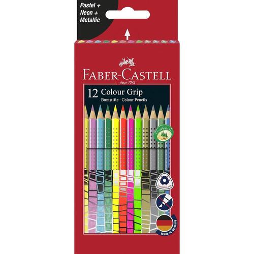 Faber-Castell Étui De 12 Crayons De Couleur Triangulaires Colour Grip