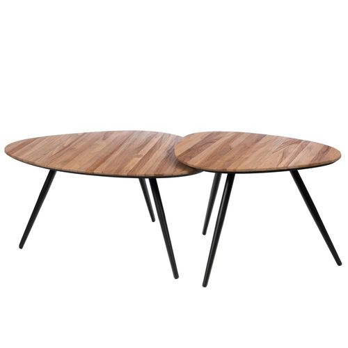 Set De 2 Tables Basses Bella En Teck