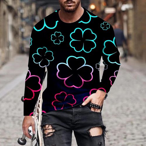 St. Patrick'S Day Hommes Casual Col Rond Manches Longues Pull Imprimé T-Shirt Chemisier Tops Caractéristiques Cadeau De Mardi Gras