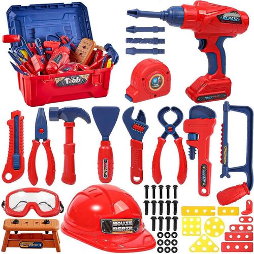 Ensemble D¿Outils Pour Enfants 48 Pcs Ensemble D¿Outils Pour Enfants Faire Semblant De Jouer Jouets Pour Enfants Avec Boîte À Outils Et Jouet Électronique Perceuse Jouet Outils Pour Tout-Petit Garçons