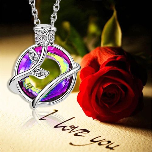 Collier Magique Coloré Cubique-Zircone Rose Pour Femmes Gril Merveilleux Cadeau