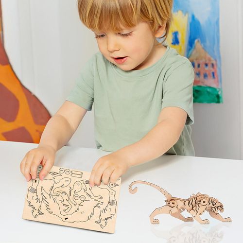 Mardi Gras Cadeaux Puzzle Tridimensionnel En Bois Puzzle De Bricolage Éducatif Pour Enfants (Tigre) 241056