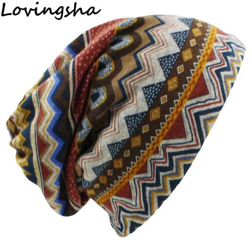 Lovingsha Autumn Winter Skullies Beanies Vintage Design Dual-Use Women Hats For Ladies Thin Girl Fashion Feminino Scarf Ht069