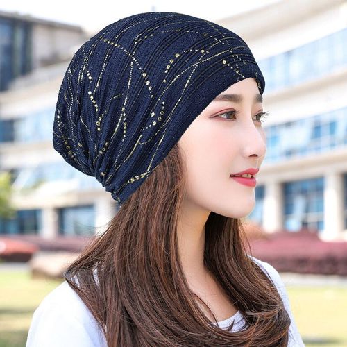 Chapeau De Soleil Respirant En Dentelle Pour Femmes,Strass,Mode Printemps Automne,Coupe-Vent Chaud Noir,Foulard K39