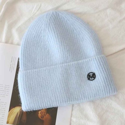 Bonnet Moelleux En Fourrure De Lapin Pour Femme,Grosse Tête,Bonnets Doux,Cachemire Angora,Chaud,Femme,Hiver 2024