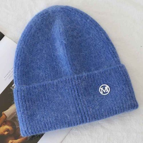 Bonnet Moelleux En Fourrure De Lapin Pour Femme,Grosse Tête,Bonnets Doux,Cachemire Angora,Chaud,Femme,Hiver 2024