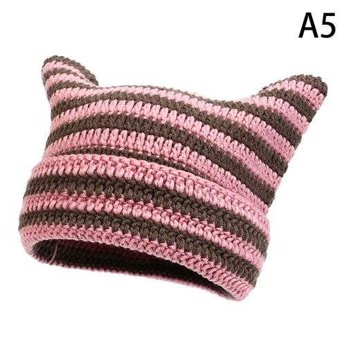 Bonnet Harajuku Avec Oreilles De Chat Mignon Pour Femmes Et Filles,Chapeau Avec Peu De Sécurité,Streetwear Japonais,Casquette D'automne Et D'hiver,