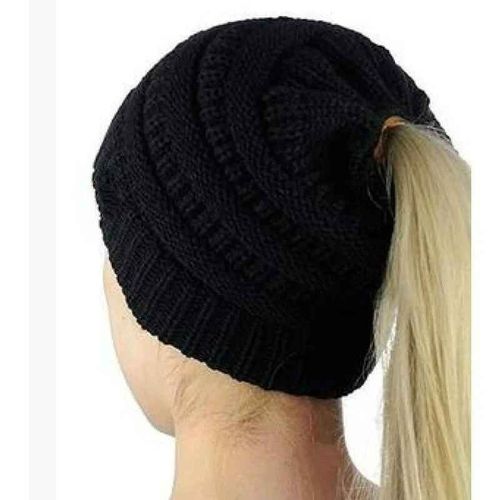 Bonnet Queue De Cheval Chignon Désordonné Pour Femme,Casquettes Chaudes Holey,Chapeau Au Crochet,Hiver