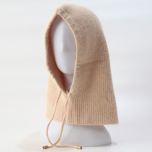 Bonnets En Cachemire Unisexe,Cagoule Chaude,Bavoir De Ski,Bonnet En Laine D'extérieur,Chapeau À Capuche Avec Écharpe En Poils De Lapin,Hiver