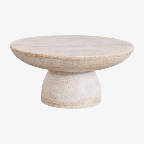 Table Basse Ronde En Ciment Aspect Travertin (Ø70 Cm) Ribeseya Travertine